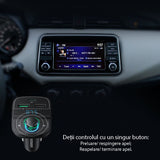Gadget Ugreen FM Modulator with Car Charger CD229 (80910), 2x USB-A, 1xType-C, TF Card Slot with LED Display, 31.5W, Negru