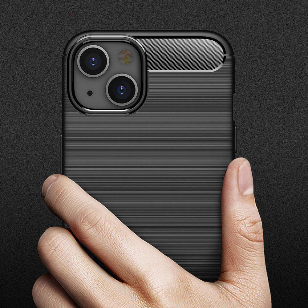 Husa de protectie Techsuit Carbon Silicone compatibil cu iPhone 13, Negru
