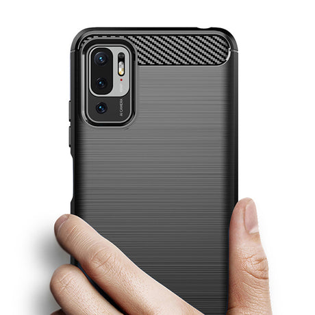Husa de protectie Techsuit Carbon Silicone compatibil cu Xiaomi Redmi Note 10 5G / Poco M3 Pro 5G, Negru