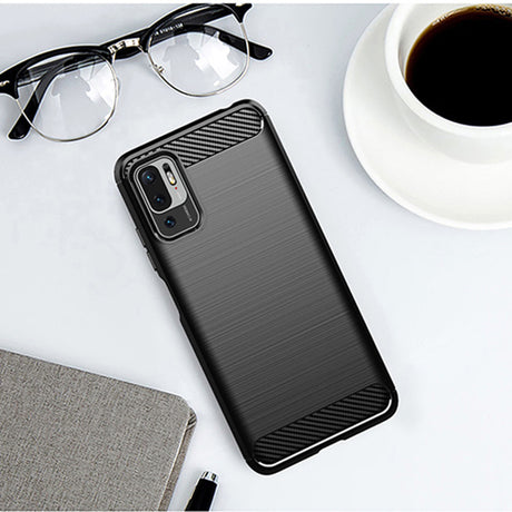 Husa de protectie Techsuit Carbon Silicone compatibil cu Xiaomi Redmi Note 10 5G / Poco M3 Pro 5G, Negru