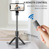 Suport Techsuit Selfie Stick (L02s), Stable Tripod with Bluetooth Remote Control and Fill Light, Stainless Steel, 104cm, Negru