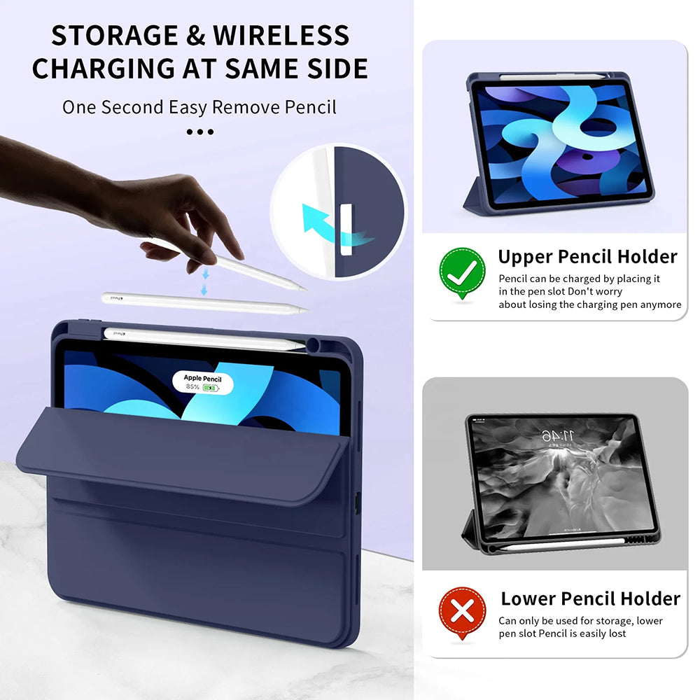 Husa de protectie tableta Techsuit Flex Trifold (with Pencil Holder) compatibil cu iPad Air 11 (2024) / Air 11 (2025) / Air 11 (2026), Albastru Inchis