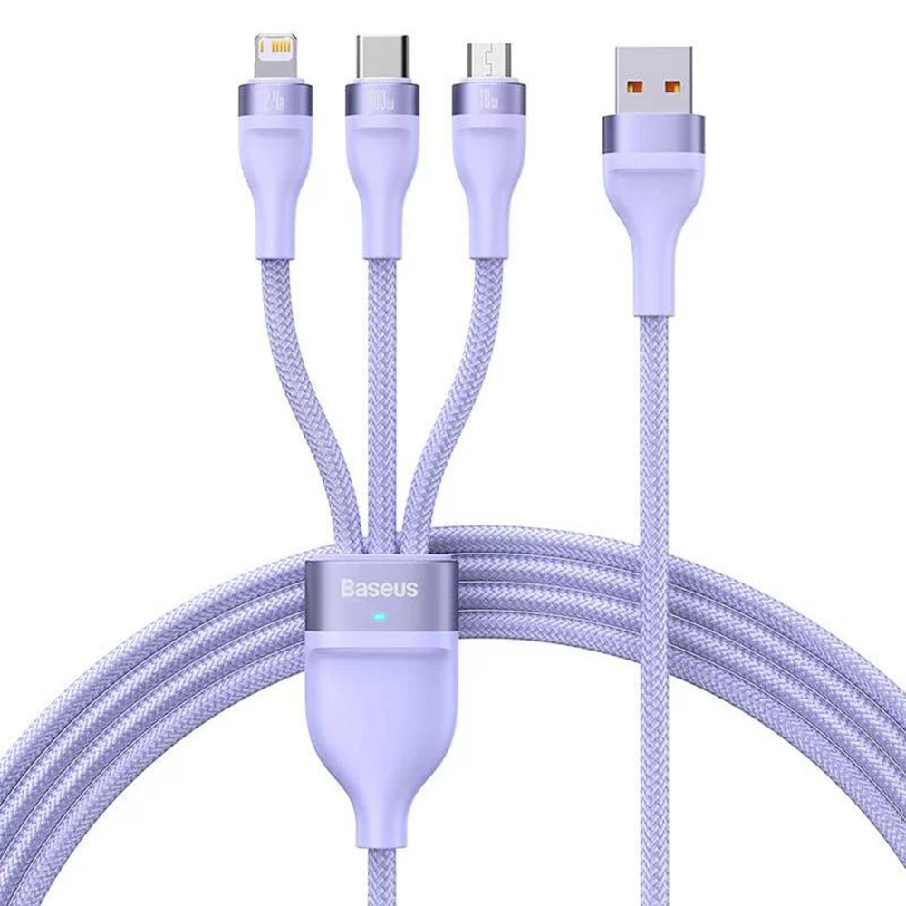 Cablu Baseus Flash Series 2 (CASS030005), Fast Charge, USB to Type-C, Lightning, Micro-USB, 100W, 1.2 m, Mov
