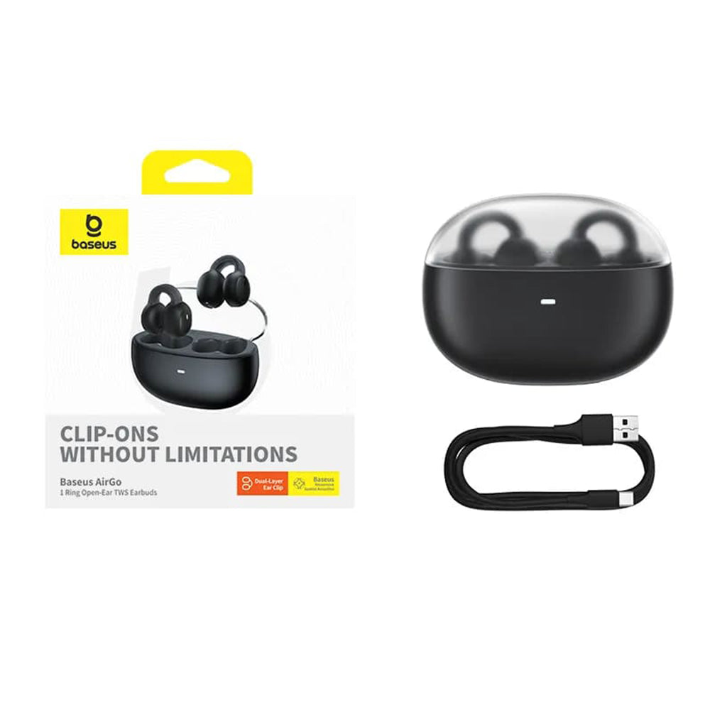 Casti Baseus AirGo 1 Ring (A00069201113-00), Bluetooth 5.3, TWS, Open-Ear Clip Design, Cluster Black