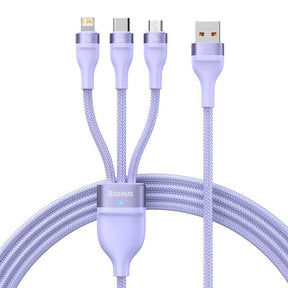 Cablu Baseus Flash Series 2 (CASS040005), Fast Charge, USB to Type-C, Lightning, Micro-USB, 66W, 1.2 m, Mov