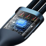 Cablu Baseus Flash Series 2 (CASS030103), Type-C/Lightning/Micro-USB, 100W, 1.2m, Albastru