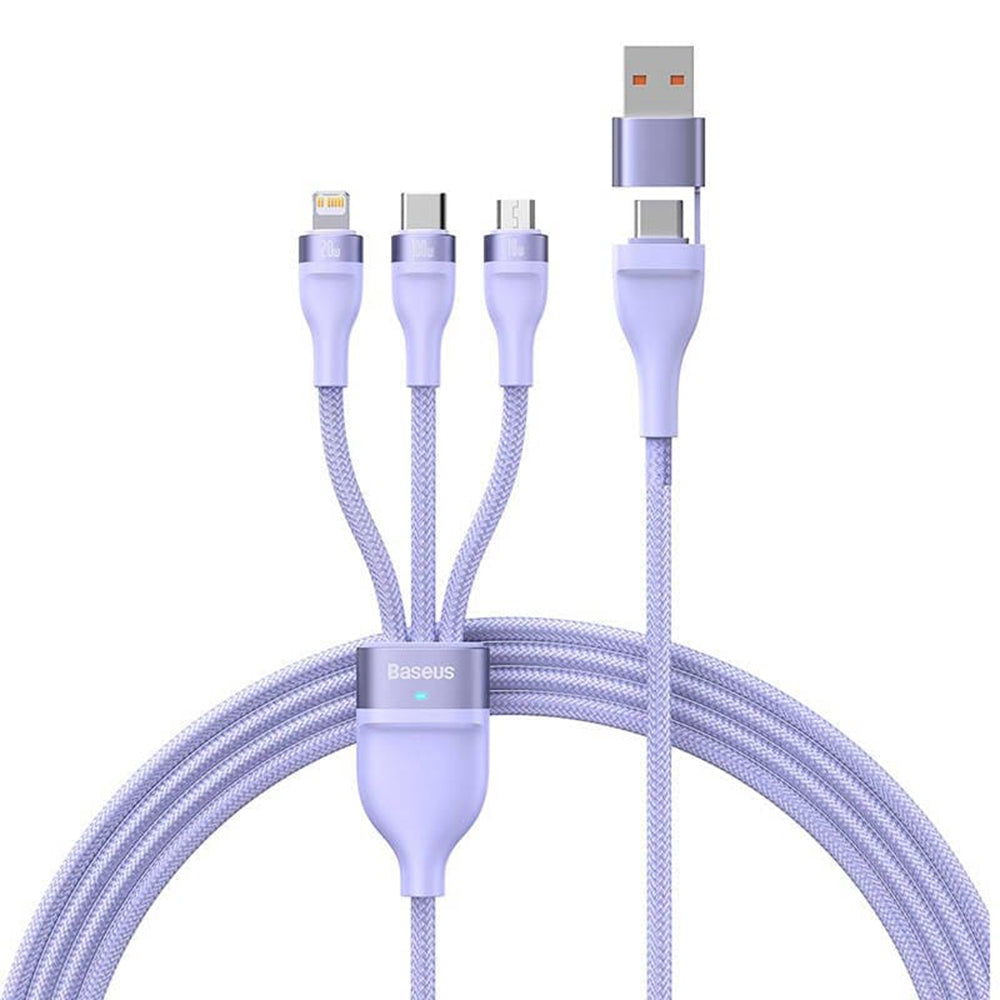 Cablu Baseus Flash Series 2 (CASS030105), Fast Charge, USB Adapter, Type-C, Lightning, Micro-USB, 100W, 1.2 m, Mov