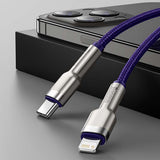 Cablu Baseus Cafule Series Metal (CATLJK-A05), Type-C to Lightning, Fast Charging PD20W, 480Mbps, 2.4A, 1m, Mov
