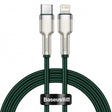Cablu Baseus Cafule Series Metal (CATLJK-A06), Type-C to Lightning, Fast Charging, 20W, 480Mbps, 1m, Verde Inchis