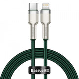 Cablu Baseus Cafule Series Metal (CATLJK-A06), Type-C to Lightning, Fast Charging, 20W, 480Mbps, 1m, Verde Inchis