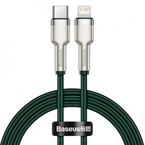 Cablu Baseus Cafule Series Metal (CATLJK-A06), Type-C to Lightning, Fast Charging, 20W, 480Mbps, 1m, Verde Inchis