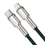 Cablu Baseus Cafule Series Metal (CATLJK-A06), Type-C to Lightning, Fast Charging, 20W, 480Mbps, 1m, Verde Inchis
