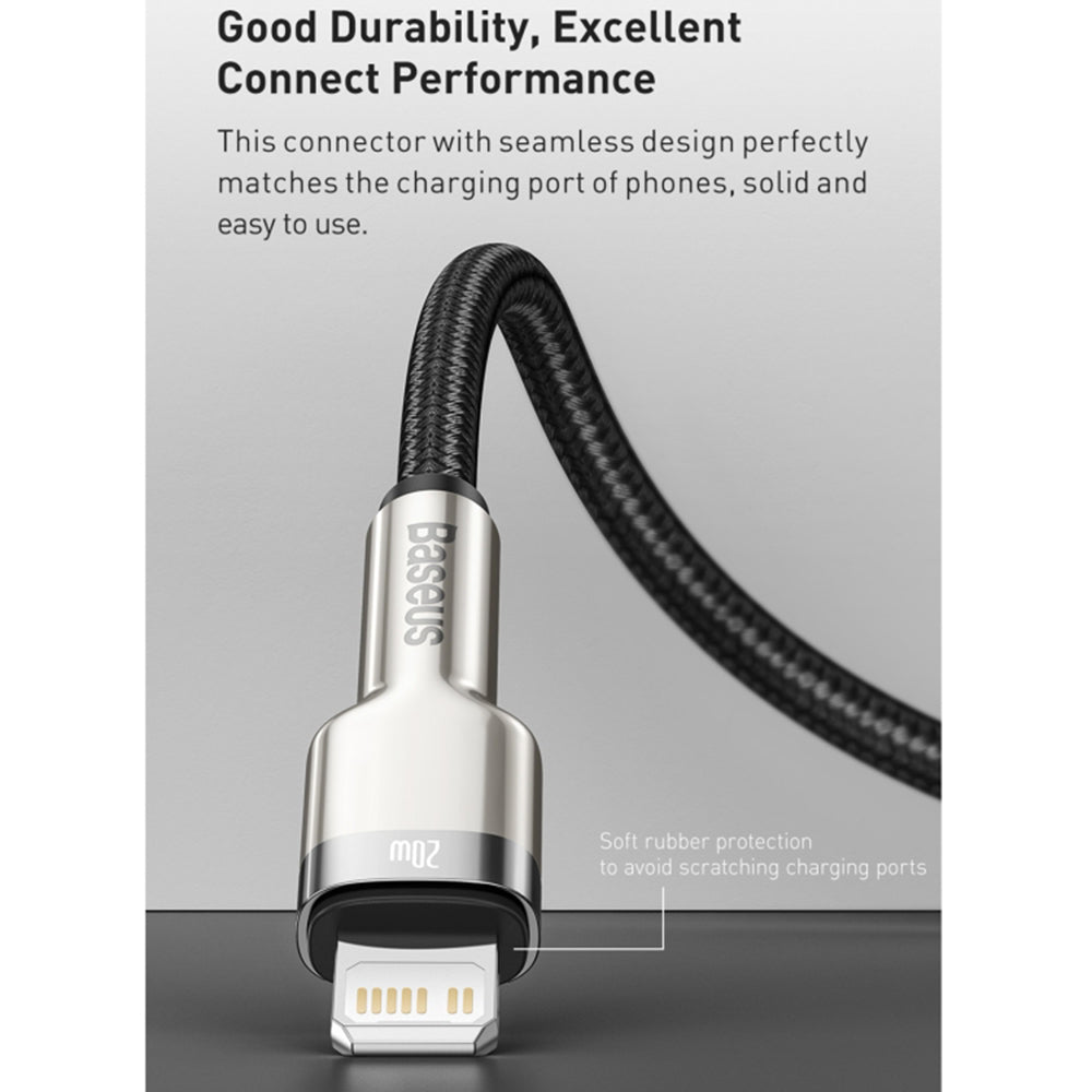 Cablu Baseus Cafule Series Metal (CATLJK-A06), Type-C to Lightning, Fast Charging, 20W, 480Mbps, 1m, Verde Inchis