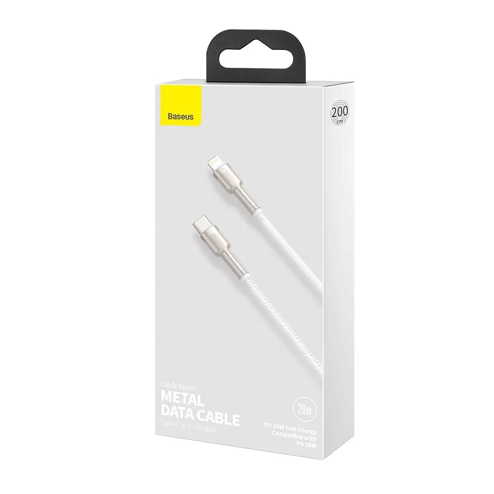 Cablu Baseus Cafule Series (CATLJK-B02), Type-C la Lightning, 20W, 2m, Alb