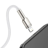 Cablu Baseus Cafule Series Metal (CALJK-A02), USB to Lightning, 2.4A, 480Mbps, 1m, Alb