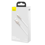 Cablu Baseus Cafule Series Metal (CALJK-A02), USB to Lightning, 2.4A, 480Mbps, 1m, Alb