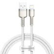 Cablu Baseus Cafule Series Metal (CALJK-A02), USB to Lightning, 2.4A, 480Mbps, 1m, Alb