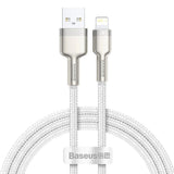 Cablu Baseus Cafule Series Metal (CALJK-A02), USB to Lightning, 2.4A, 480Mbps, 1m, Alb