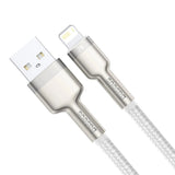 Cablu Baseus Cafule Series Metal (CALJK-A02), USB to Lightning, 2.4A, 480Mbps, 1m, Alb