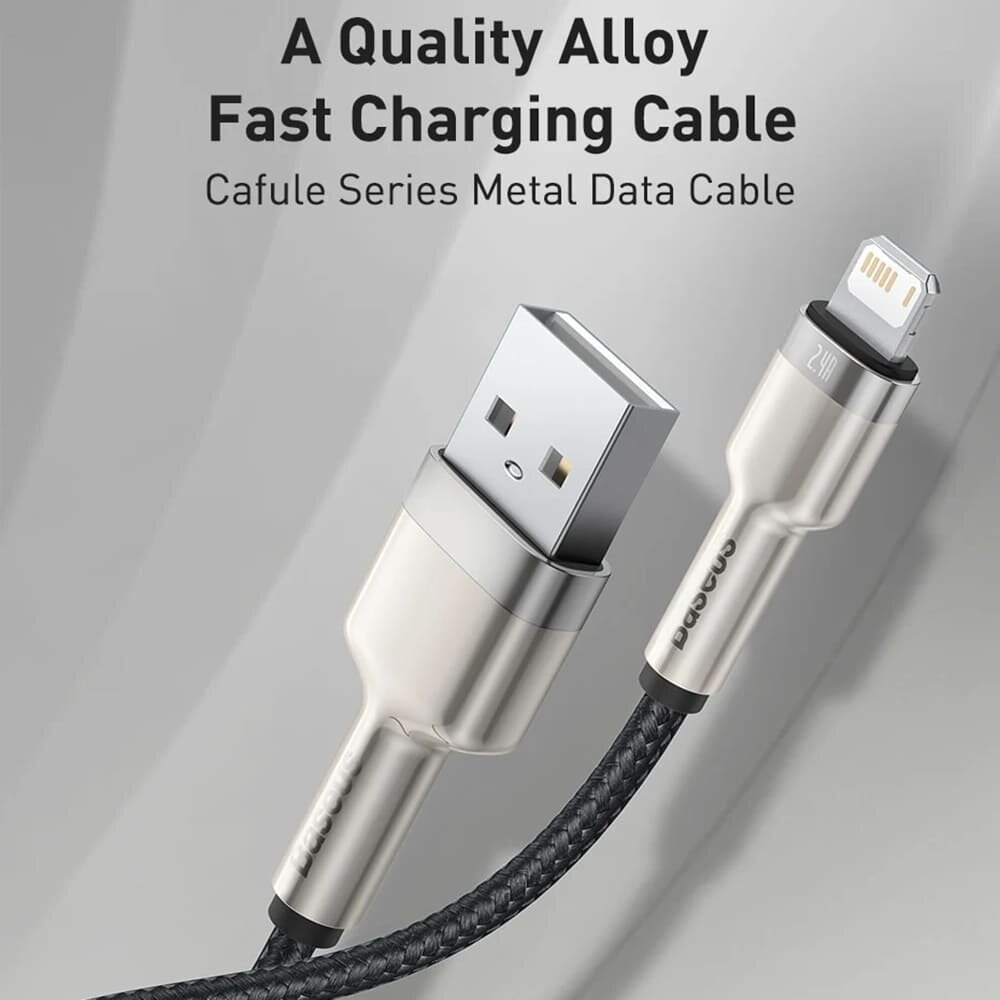 Cablu Baseus Cafule Series Metal (CALJK-A05), USB to Lightning, 2.4A, 480Mbps, 1m, Mov