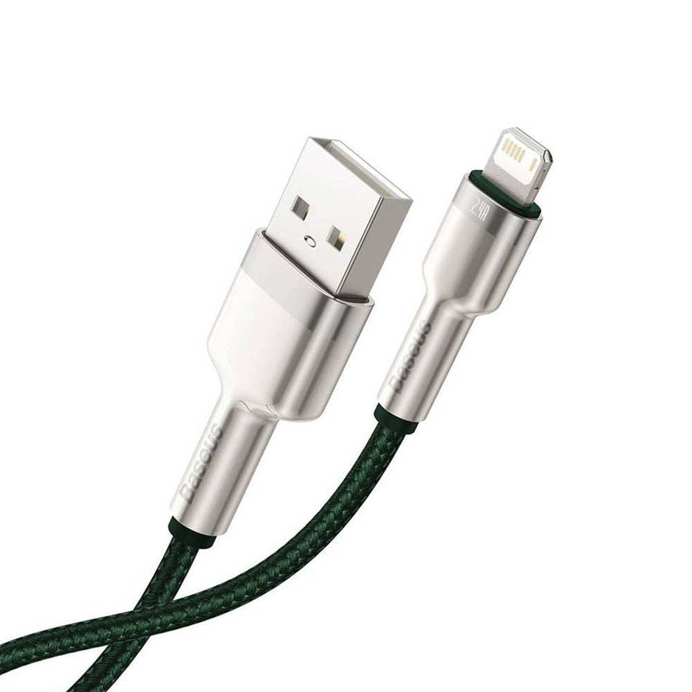 Cablu Baseus Cafule Series Metal (CALJK-A06), USB to Lightning, 2.4A, 480Mbps, 1m, Verde