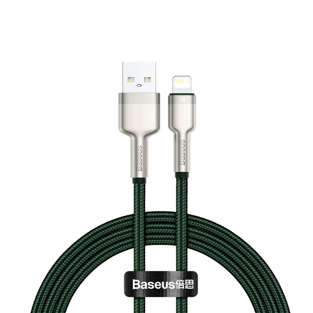 Cablu Baseus Cafule Series Metal (CALJK-A06), USB to Lightning, 2.4A, 480Mbps, 1m, Verde