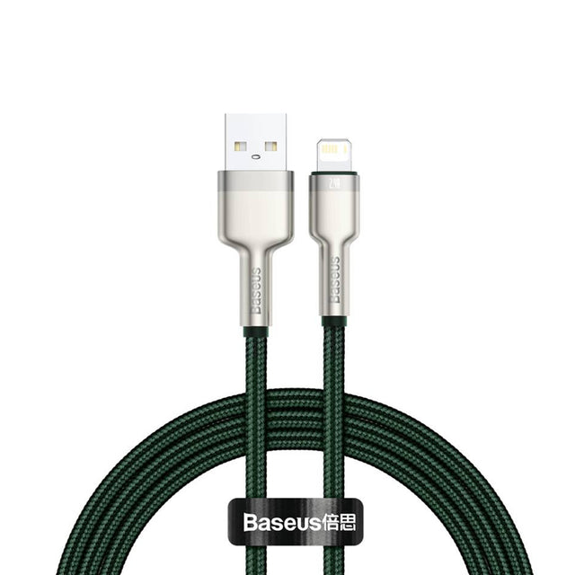 Cablu Baseus Cafule Series Metal (CALJK-A06), USB to Lightning, 2.4A, 480Mbps, 1m, Verde