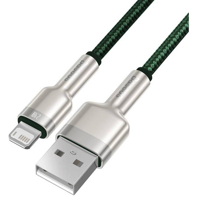 Cablu Baseus Cafule Series Metal (CALJK-A06), USB to Lightning, 2.4A, 480Mbps, 1m, Verde
