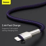 Cablu Baseus Cafule Series Metal (CALJK-B05), USB to Lightning 2.4A, 2m, Mov