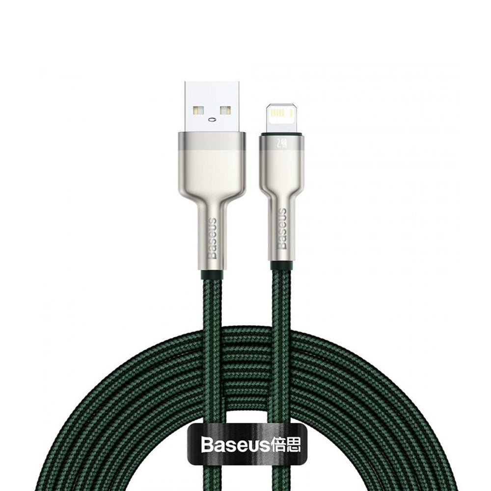 Cablu Baseus Cafule Series Metal (CALJK-B06), USB to Lightning 2.4A, 2m, Verde