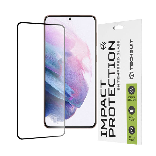 Folie de protectie Techsuit 111D Full Cover / Full Glue Glass compatibil cu Samsung Galaxy S21 Plus 5G, Negru