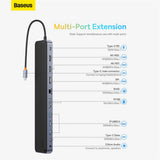 Hub Baseus EliteJoy Gen2 (WKSX030213), Type-C to HDMI x2 / USB3.0 x3 / RJ45, Negru