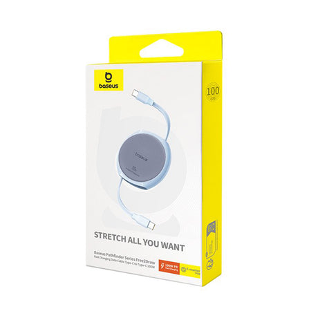 Cablu Baseus Pathfinder Series (P10368400311-00), Type-C to Type-C, 100W, 1m, Retractable, Galaxy Blue