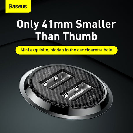 Incarcator Baseus Car Grain (CCALL-ML02), Dual USB, LED Backlight, 5V, 3.1A, Alb