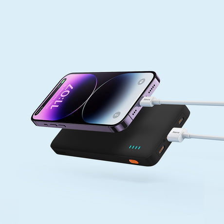 Baterie externa Baseus Airpow (PPQD090001), USB, Type-C, Micro-USB, 20W, 10000mAh, with Cable Type-C, Negru