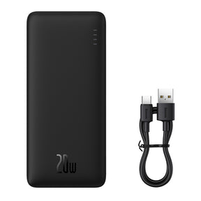 Baterie externa Baseus Airpow (PPQD090001), USB, Type-C, Micro-USB, 20W, 10000mAh, with Cable Type-C, Negru