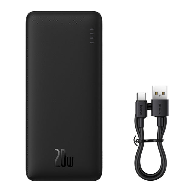 Baterie externa Baseus Airpow (PPQD090001), USB, Type-C, Micro-USB, 20W, 10000mAh, with Cable Type-C, Negru