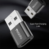 Adaptor Yesido OTG Adapter (GS09), USB to Type-C, Plug & Play, 5Gbps, Negru
