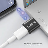 Adaptor Yesido OTG Adapter (GS09), USB to Type-C, Plug & Play, 5Gbps, Negru