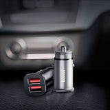 Incarcator Baseus Car Square Metal Series (CCALL-DS01), 2x USB, Quick Charge 3.0, SCP, AFC, 30W, Negru