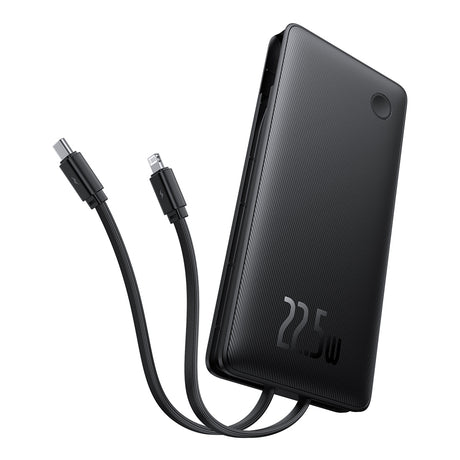 Baterie externa Baseus Airpow Air Lite (P10067501123-00), USB, Type-C, Dual Cable USB-C, Lightning, 22.5W, 10000mAh, Negru