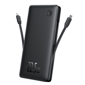 Baterie externa Baseus Airpow Air Lite (P10067501123-00), USB, Type-C, Dual Cable USB-C, Lightning, 22.5W, 10000mAh, Negru