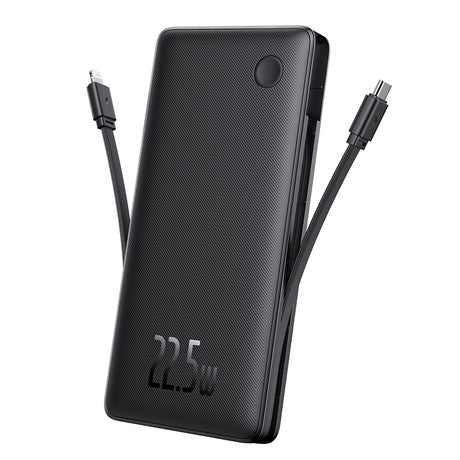 Baterie externa Baseus Airpow Air Lite (P10067501123-00), USB, Type-C, Dual Cable USB-C, Lightning, 22.5W, 10000mAh, Negru