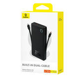 Baterie externa Baseus Airpow Air Lite (P10067501123-00), USB, Type-C, Dual Cable USB-C, Lightning, 22.5W, 10000mAh, Negru