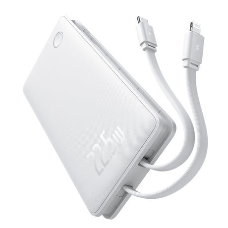 Baterie externa Baseus Airpow Air Lite (P10067501213-00), USB, Type-C, Dual Cable USB-C, Lightning, 22.5W, 10000mAh, Alb