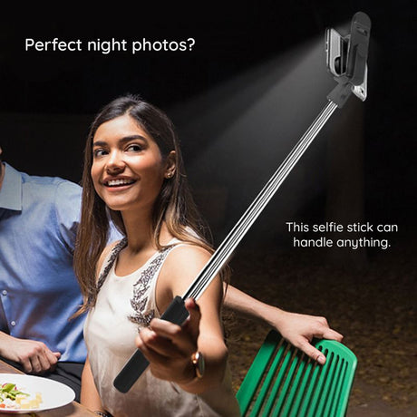 Suport Techsuit Mini Selfie Stick (S05-S), Compact Tripod Mount with Bluetooth Remote Control, LED Light, Foldable, 105cm, Negru