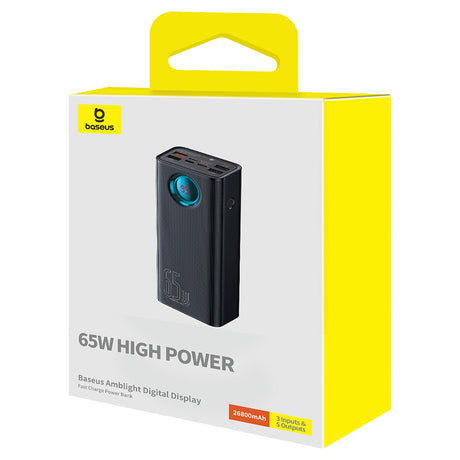Baterie externa Baseus (P10022402113-00), 4x USB, Type-C, Lighting, Micro-USB, Fast Charge, 65W, 26800mAh, Cable USB-C, Negru