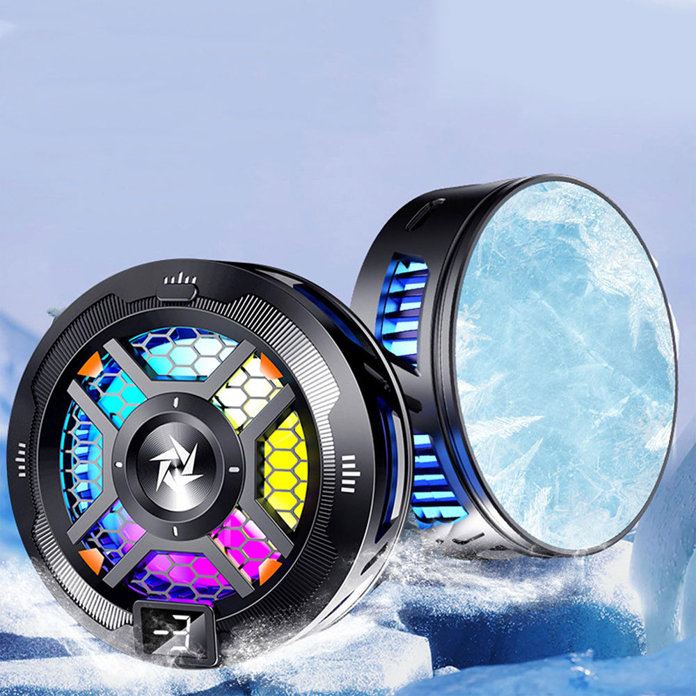 Accesoriu gaming Techsuit Phone Cooler (SL18), Magnetic, Temperature Display, RGB Lights, Fast Cooling, Universal, Negru