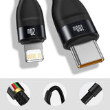 Cablu Baseus Flash Series 2in1 (CA1T2-F01), Type-C to Type-C, Lightning 100W, 1.2m, Negru