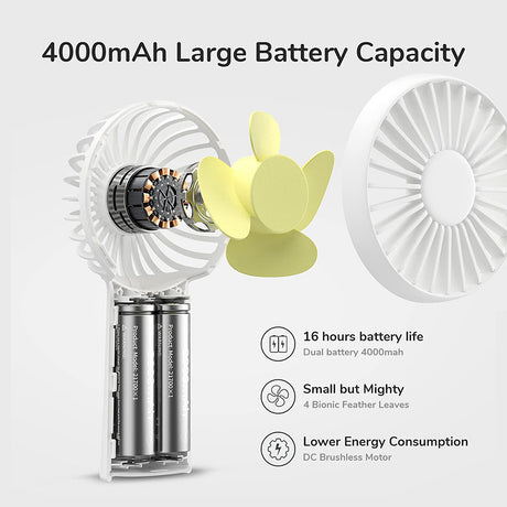 JisuLife Premium Mini Hand Fan Life3 (F2B), Portable, Ultra-Silent, Type-C, 3 Speeds, 4000mAh, Roz